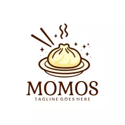 Delicious Yellow Momos Served on a Plate with Chopsticks Logo Template