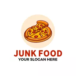 Deliciously Cheesy Pizza with Toppings on a Circular Background Logo Template