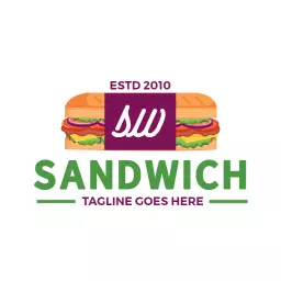 Deliciously Crafted Colorful Sandwich for Food Lovers Logo Template