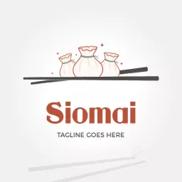 Deliciously Crafted Siomai Dumplings on Elegant Chopsticks Logo Template