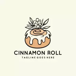 Deliciously Decorated Cinnamon Roll with Sweet Glaze Logo Template