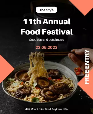 Deliciously Styled Noodle Dish Food Festival Poster Template