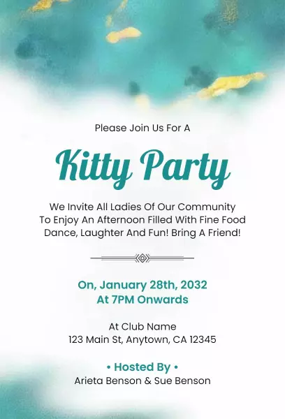 Delightful Afternoon Kitty Party Invitation Template