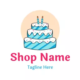 Delightful Blue and White Layered Cake Design for Bakery Logo Template
