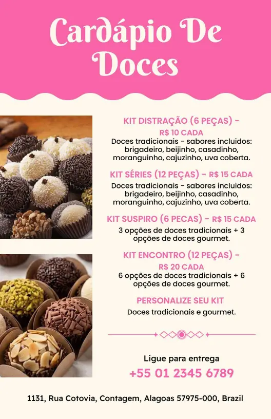 Delightful Brazilian Sweets and Traditional Treats Dessert Menu Template
