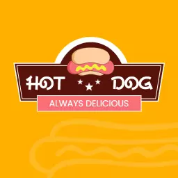 Delightful Brown and Yellow Hotdog Logo Featuring Tasty Design Logo Template