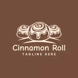 Delightful Brown Cinnamon Roll Treats with Icing Logo Template