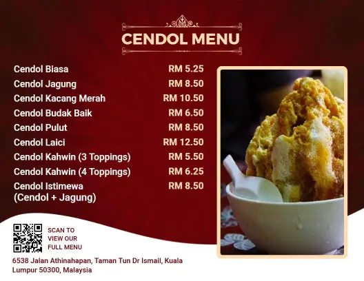 Delightful Cendol Varieties with Unique Toppings Dessert Menu Template