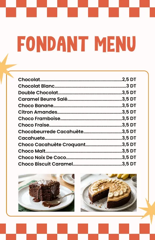 Delightful Chocolate and Fruit Inspired Cake Selections Cake Menu Template