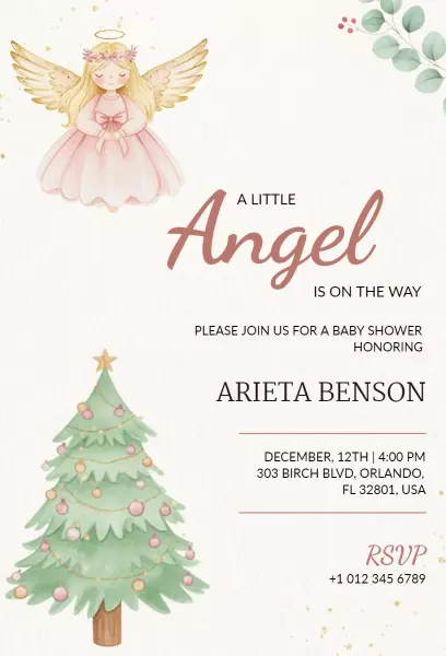 Delightful Christmas Baby Shower Celebration Invitation Template