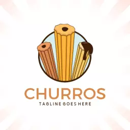 Delightful Churros With Chocolate Sauce For Sweet Treats Logo Template