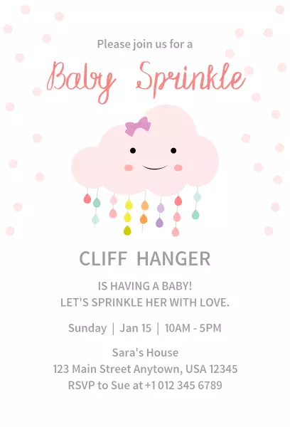 Delightful Cloud-Themed Baby Sprinkle Celebration Invitation Template