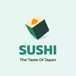 Delightful Cube Representation of Fresh Sushi Cuisine Logo Template