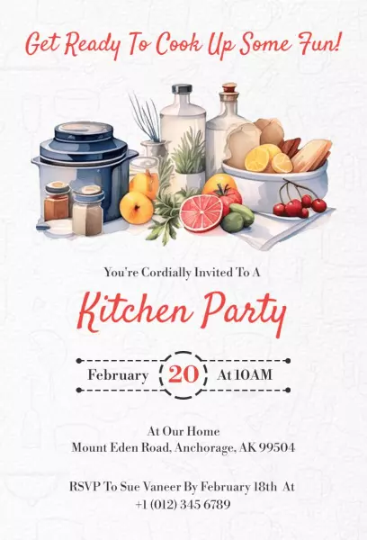 Delightful Culinary Kitchen Cooking Party Invitation Template