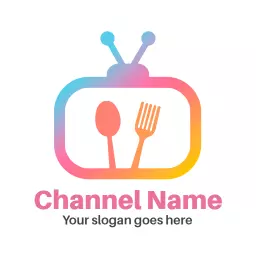 Delightful Gradient Cooking Channel Logo with Utensils Design Logo Template