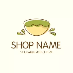 Delightful Green Pukis Dessert Bowl with Splash Elements Logo Template