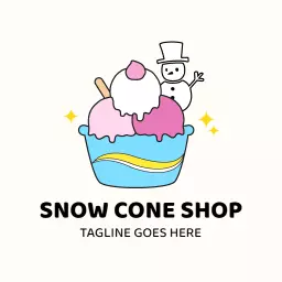 Delightful Ice Cream Bowl with Charming Snow Cone Logo Template