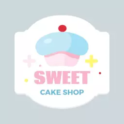 Delightful Light Blue and Pink Cupcake Icon for Cake Logo Template