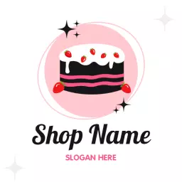 Delightful Pink and Black Cake Design for Bakery Logo Template
