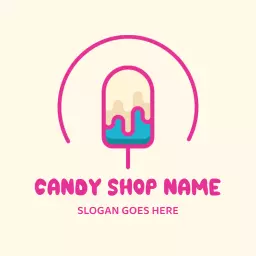 Delightful Pink and Blue Ice Cream Treat for Candy Logo Template