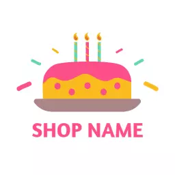 Delightful Pink and Yellow Birthday Cake Celebration Logo Template