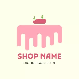 Delightful Pink Cake Dripping with Sweet Toppings Logo Template