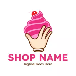 Delightful Pink Cupcake Design for Cake Shop Logo Template
