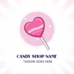 Delightful Pink Heart Lollipop Design for Candy Logo Template