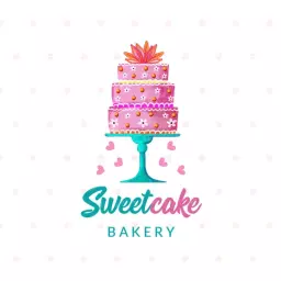 Delightful Pink Layered Cake Represents Sweet Bakery Logo Template