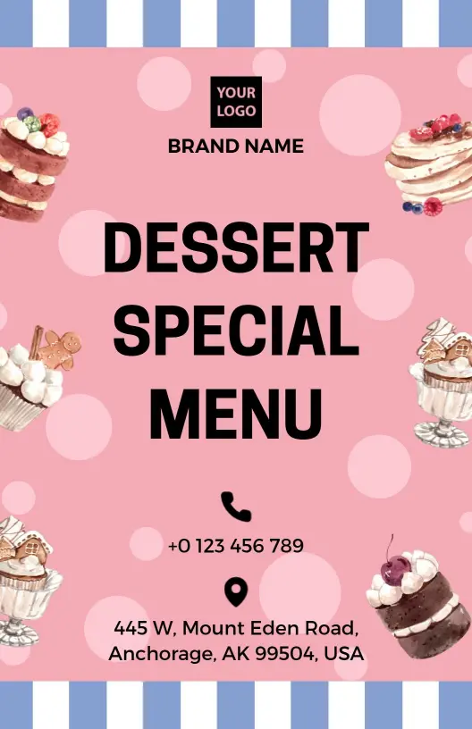 Delightful Tarts and Sweet Treats for Every Occasion Dessert Menu Template