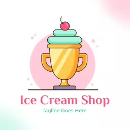 Delightful Trophy Design Representing Ice Cream Shop Logo Template