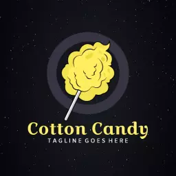Delightful Yellow Cotton Candy Design Capturing Sweet Moments Logo Template