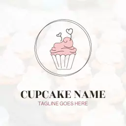 Delightfully Charming Pink Cupcake Design for Celebrations Logo Template