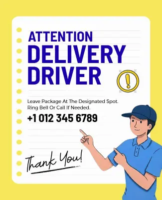 Delivery Driver Instruction Notice Flyer Template