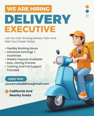 Delivery Executive Hiring Advertisement Flyer Template