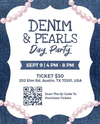 Denim and Pearls Day Party Event Flyer Template