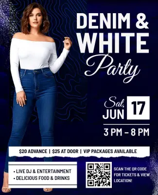Denim and White Party Event Flyer Template