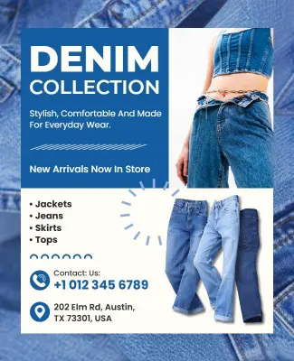 Denim Clothing Collection Promotional Flyer Template