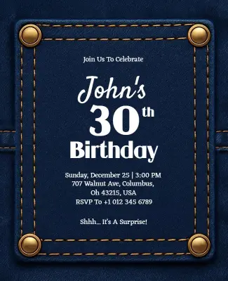 Denim Themed Birthday Party Flyer Template