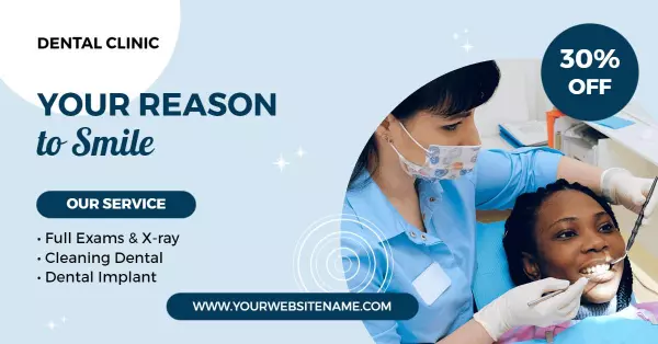 Dental Care Services with Light Blue Accents Facebook Ad Banner Template