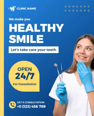 Dental Clinic Healthy Smile Promotion Flyer Template