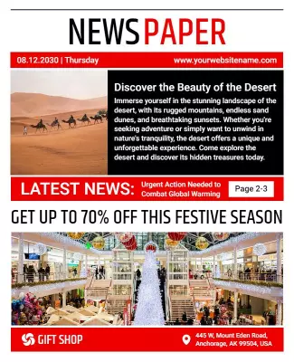 Desert Adventure Newspaper Style Flyer Template