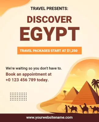 Desert Sunset Adventure Travel to Discover Egypt Poster Template