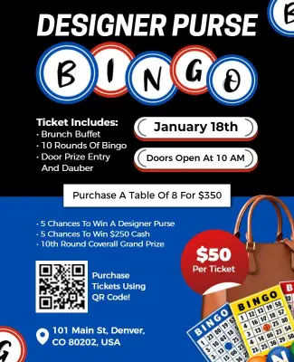 Designer Purse Bingo Flyer Template