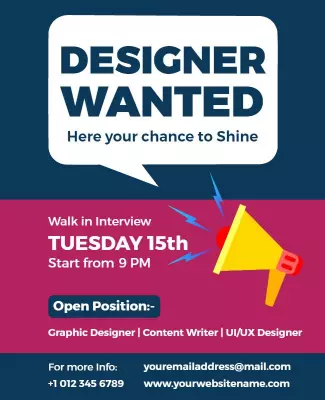 Designer Recruitment Walk in Interview Flyer Template