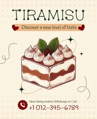 Dessert Tiramisu Promotion Flyer Template