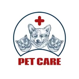 Detailed Sketch of Happy Pets for Professional Pet Care Logo Template