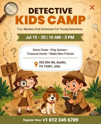 Detective Kids Camp Flyer Template