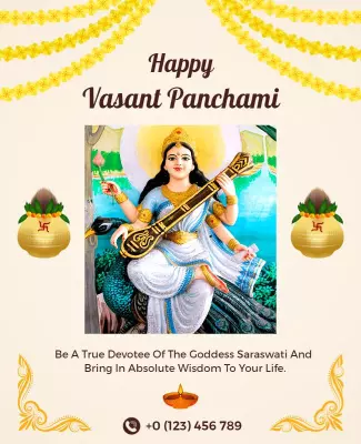 Devotional Bright Vasant Panchami Celebration Poster Template