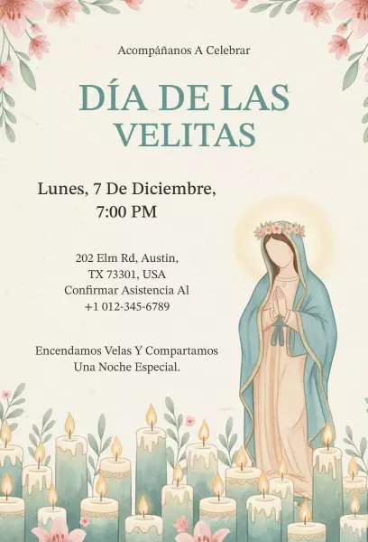 Día de las Velitas Church Celebration Invitation Template